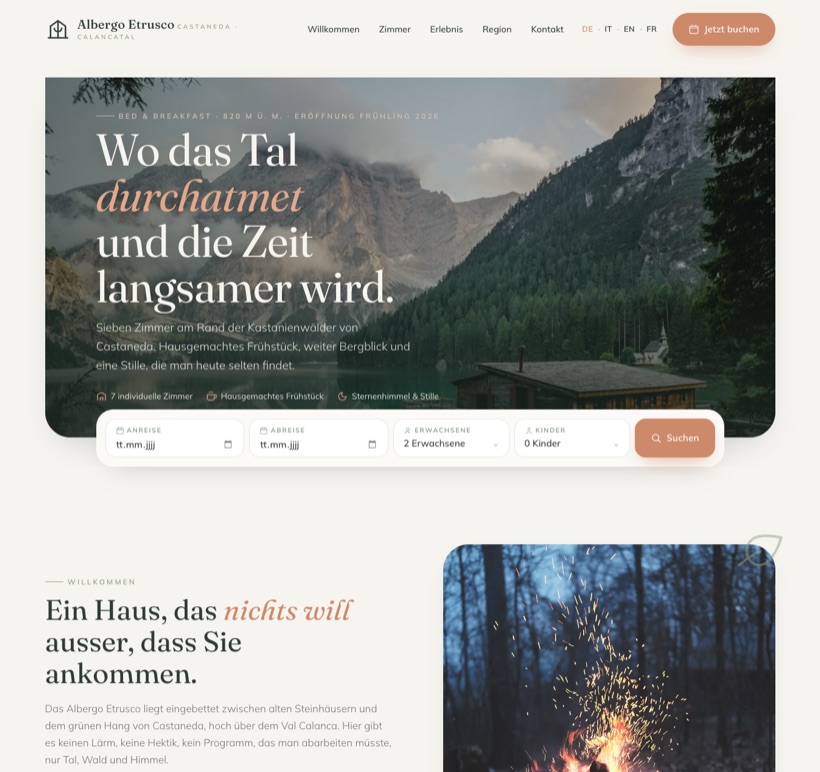 Webseite-Entwurf für ein Hotel (in Arbeit)