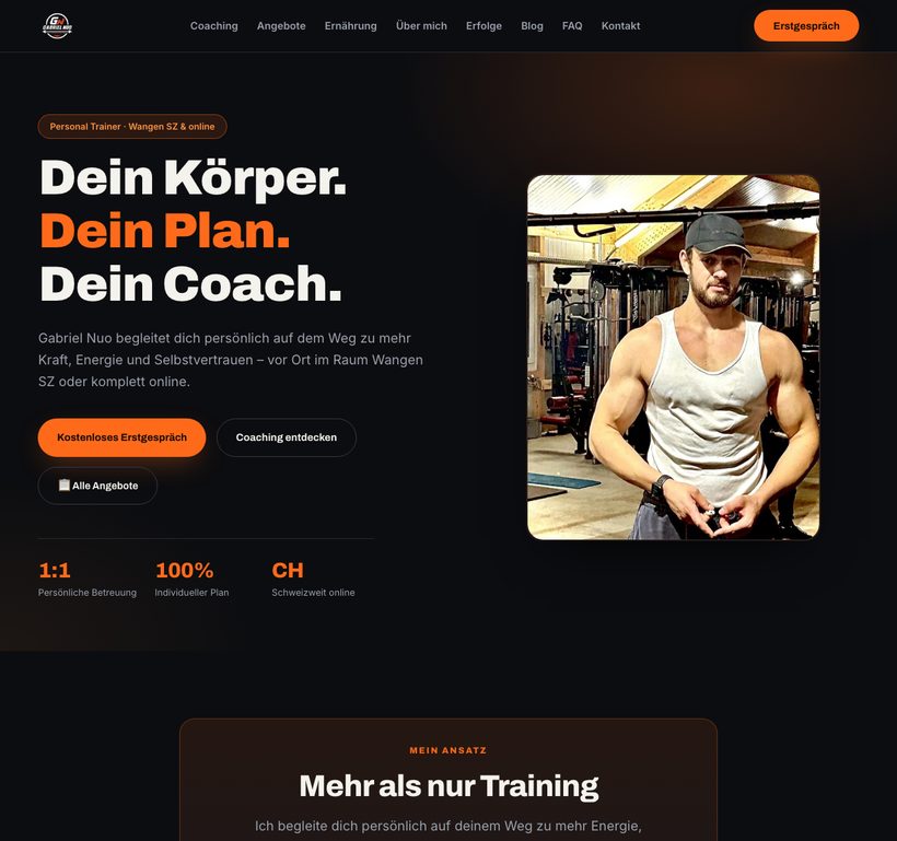 Webseite für den Personal Trainer Gabriel Nuo