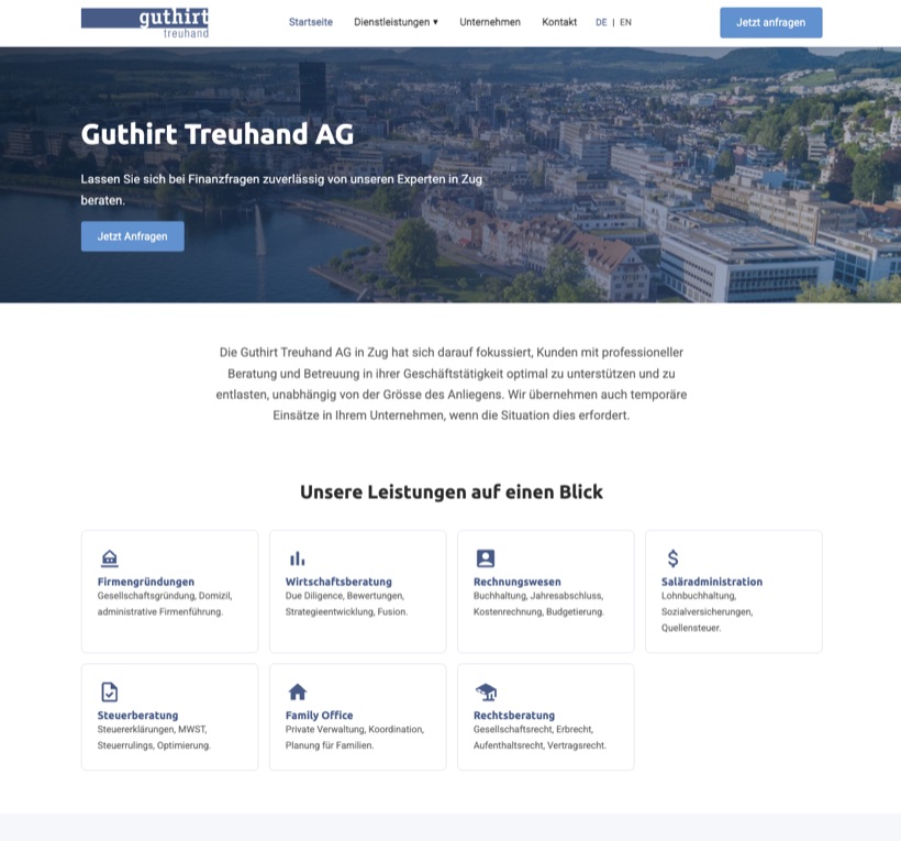 Webseite für ein Treuhandbüro – guthirt-treuhand.ch