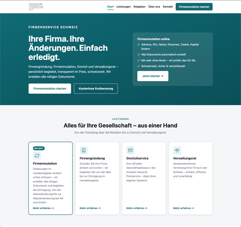 Webseite-Entwurf für eine Unternehmensberatung (in Arbeit)
